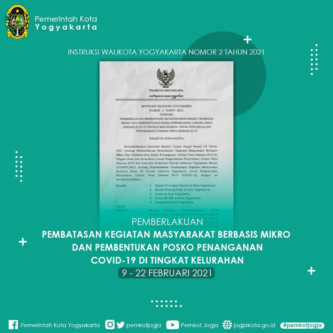 Pemberlakuan Pembatasan Kegiatan Masyarakat  (PPKM) Berbasis Mikro dan Pembentukan Posko Penanganan COVID-19 di Tingkat Kelurahan untuk Pengendalian Penyebaran COVID-19