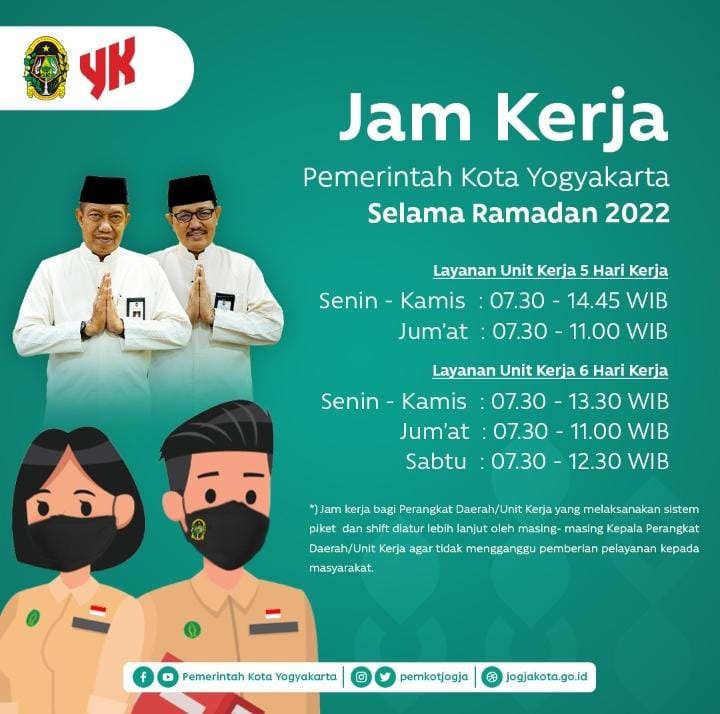 Jam Kerja Pemerintah Kota Yogyakarta selama Bulan Ramadan 1443 H.