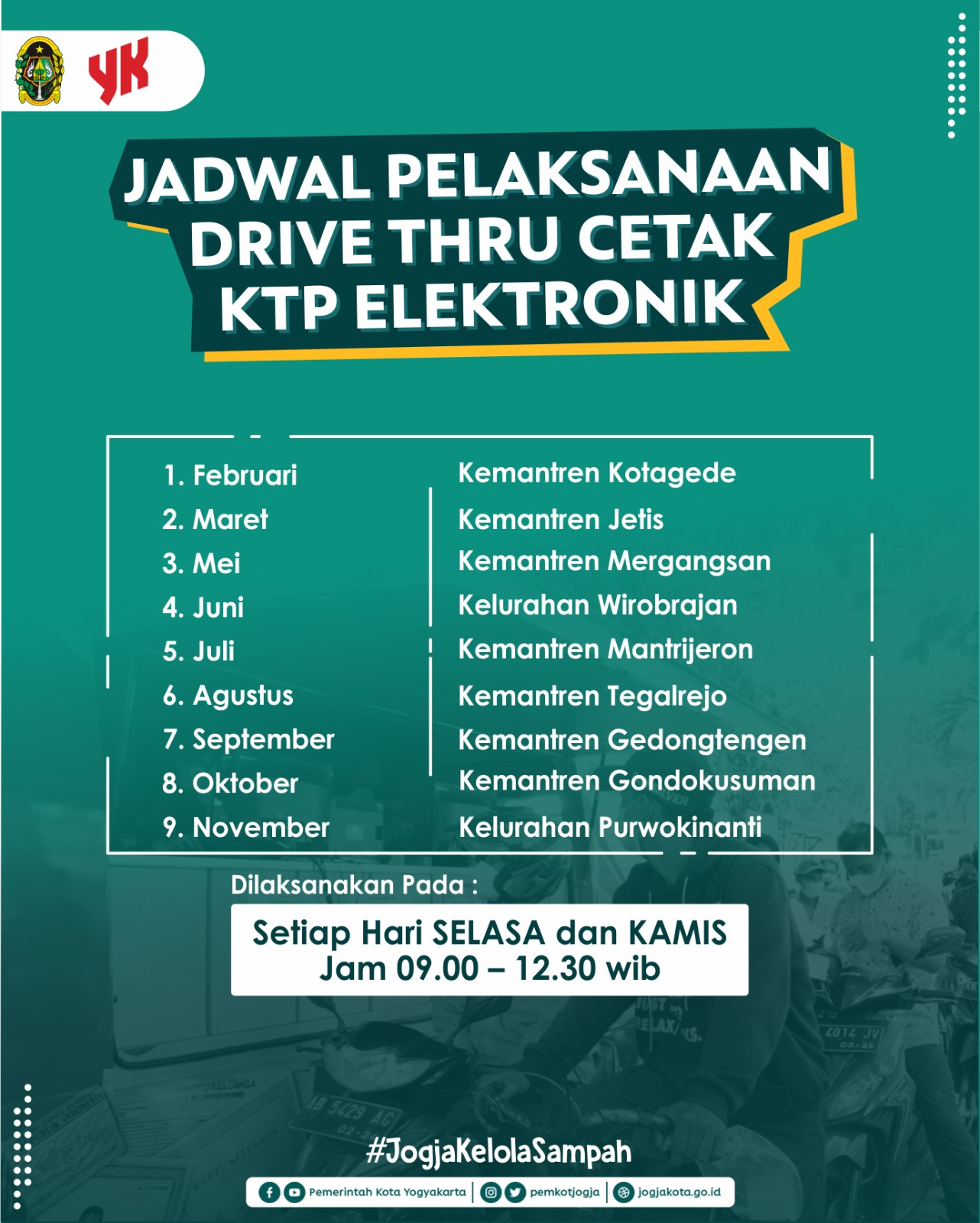 Jadwal Pelaksanaan Layanan Drive-Thru KTP-el tahun 2023