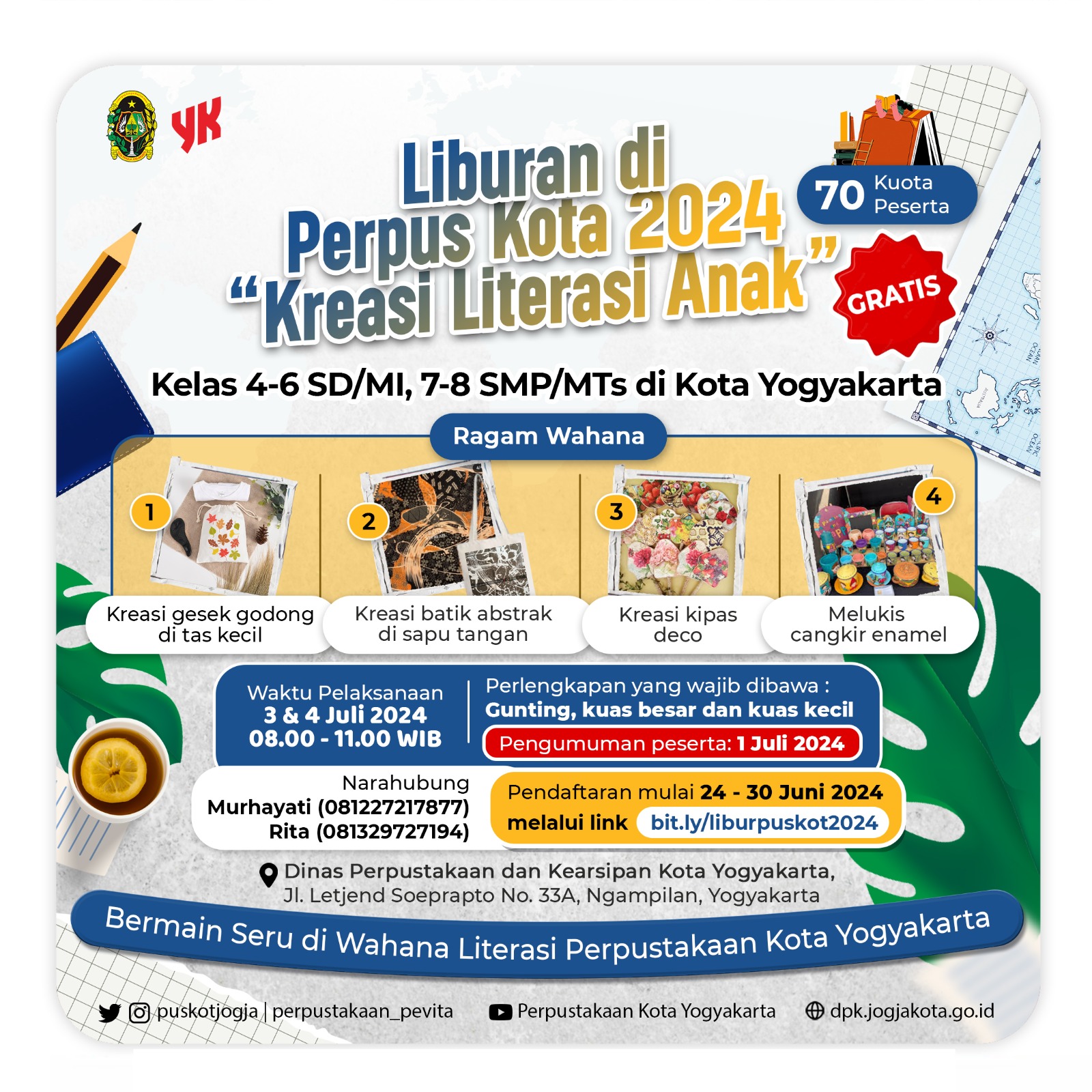 Perpus Kota Yogya Tawarkan Program Rekreatif dan Edukatif pada Masa Libur Sekolah