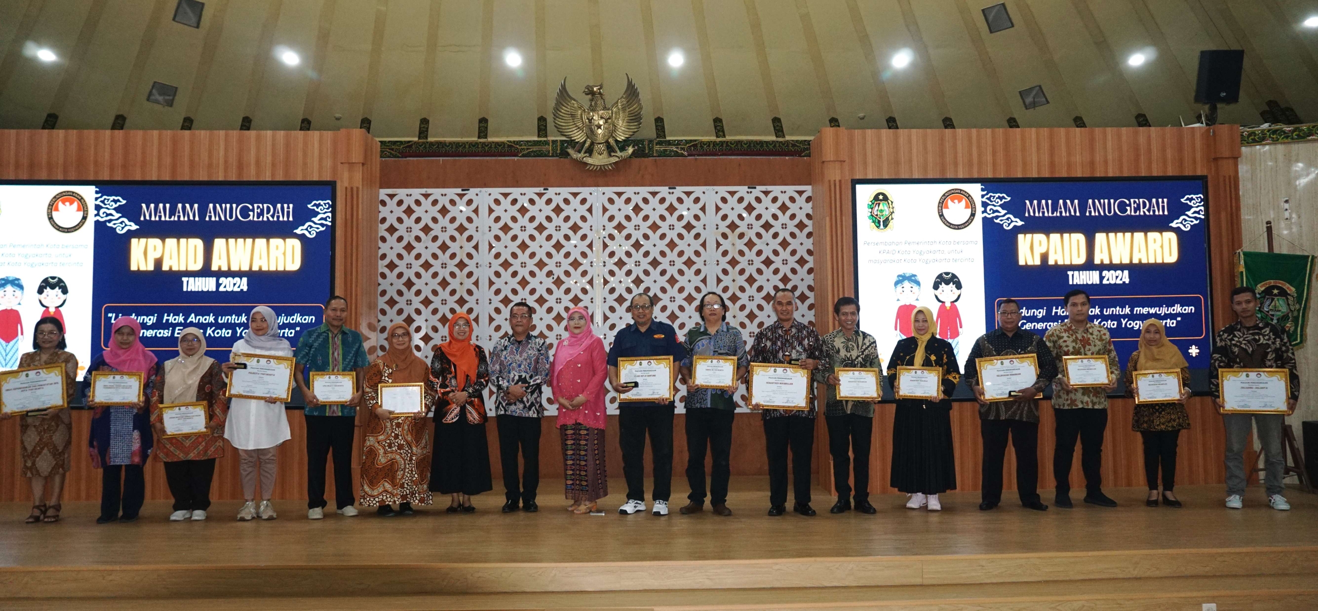 KPAID Kota Yogyakarta Award Apresiasi dan Motivasi Upaya Perlindungan Anak